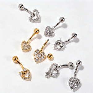 YW 14G 316L Stainless Steel Hypoallergenic Heart <strong>Belly</strong> Button Rings Navel Ombligo Body Piercing Jewelry for Women - Product Image 2