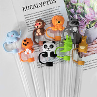 Adornos de Silicona para Pajitas con Diseño de Animales de la Selva en 3D, 10 mm, Reutilizables, a Prueba de Polvo, con Diseño de Animales Salvajes, para Pajitas de Vidrio, para Niños