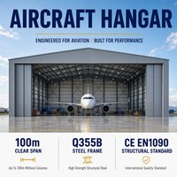 Hangar Prefabricado para Aviones, Estructura de Acero, Hangar de Aviación, Instalación Aeroportuaria, Almacenamiento y Mantenimiento de Aeronaves
