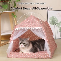 Fournisseur direct d'usine, tente à quatre coins pour toutes les saisons, nid pour chat en bois, maison pliable pour chat, niche semi-fermée pour chien, amovible et lavable