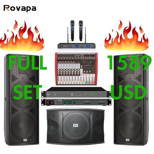 Full Set 15inch 600W Bass Subwoofer Outdoor Concert Hanging Stage Church Professional Passive Full Range DJ Speaker System