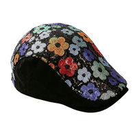 Béret personnalisé coloré à sequins floraux, casquette de gavroche vintage scintillante, bonnet de performance scénique et de fête pour femme