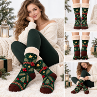 Chaussettes de Noël personnalisées en coton avec motif Père Noël et flocon de neige, pour fêtes de fin d'année, coffret cadeau, chaudes et confortables, échantillon gratuit, lettres hautement personnalisables