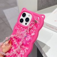 Coque de téléphone en TPU avec design perle et chaîne pour iPhone 17 16 15 13 12 11 et ITEL A06S City200 A100 A18 A60 A80 S18 – Housse arrière pour filles
