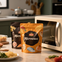 Pochette debout au micro-ondes personnalisée OEM pour les aliments prêts-à-manger Sac de cornue sécurisé scellé sous vide pour l'emballage des nouilles