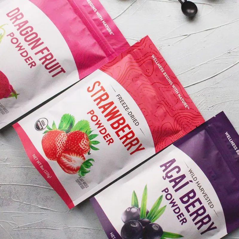 डिजिटल प्रिंट प्लास्टिक सूखे फल पैकेज सूखे स्ट्रॉबेरी नींबू केला भोजन की थैली पैकिंग स्नैक कैंडी फ्रीज पैकेजिंग बैग
