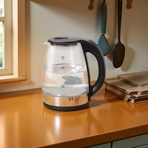 <span class=keywords><strong>Bouilloire</strong></span> Électrique en Verre 1,7 L avec Prise EU, Arrêt Automatique, Base en Acier Inoxydable, Corps Transparent, Eau Bouillante Visible, Stock Usine - Product Image 1