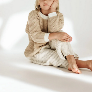 สเวตเตอร์คอตตอนขนาดใหญ่พิเศษสำหรับเด็กเสื้อสเวตเตอร์แบบสวมหัวคอเสื้อจั๊มเปอร์ผ้าฝ้ายถักแบบ100% หนาวปรับแต่งได้ตามต้องการ - Product Image 2