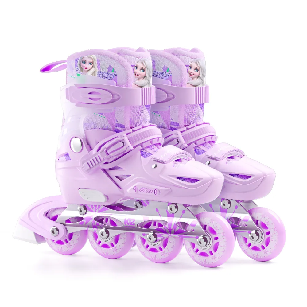 Disney Outdoor Anfänger-Rollerskates Kinder einstellbare Inline-Roller-Schuhe mit blinkenden Rädern