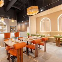 Ensemble de canapés et table en bois massif pour restaurant commercial moderne, design complet, fabrication OEM JP