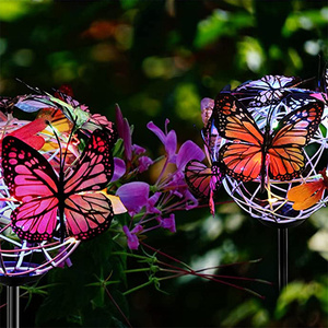 Papillon solaire piquet de jardin en métal lumières de jardin solaires sculpture de vent décorative extérieure pour la lumière led étanche de cour - Product Image 5