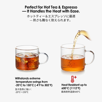Petite tasse à thé en verre avec poignée, 90 ml/3,07 oz, en borosilicate transparent, sans BPA, compatible micro-ondes et lave-vaisselle, design moderne, pour dégustation de thé Gongfu