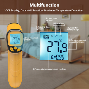 Termómetro Infrarrojo Industrial Digital de Mano con Pantalla LCD, Termómetro Infrarrojo Industrial sin Contacto - Product Image 2