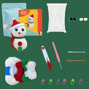 Kit de ganchillo para muñeco de nieve, juego de ganchillo <span class=keywords><strong>Amigurumi</strong></span>, juguete relajante para bebé DIY con hilo de algodón orgánico, guí<span class=keywords><strong>a</strong></span> <span class=keywords><strong>paso</strong></span> <span class=keywords><strong>a</strong></span> <span class=keywords><strong>paso</strong></span> - Product Image 1