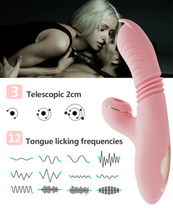 Vibrador Telescópico con Lengua para Estimulación del Clítoris, 12 Frecuencias, 3 Velocidades, Silicona de Grado Médico, Impermeable, Juguete Sexual para Mujeres - Product Image 4