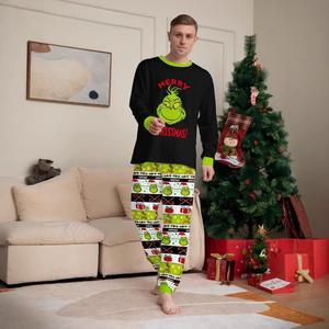 2024 européen américain hiver <span class=keywords><strong>petit</strong></span> monstre lettre fauve noël famille correspondant imprimé vêtements de détente - Product Image 4
