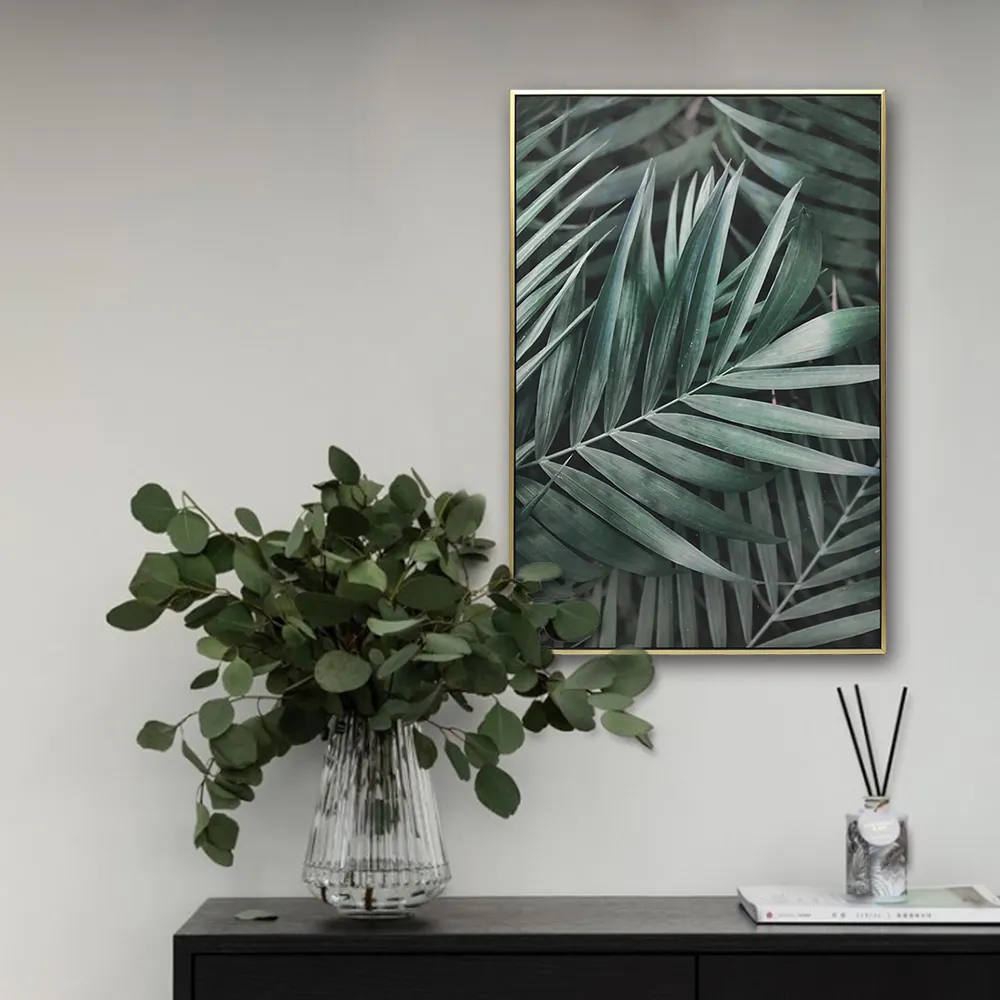 Natürliche Kunst einfache grüne Blätter Leinwand Malerei Wand kunst Rahmen tropische Pflanzen Kunst für Wohnzimmer dekorative Wand druck