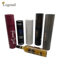 Emballage personnalisé en tube de papier pour bouteille de vin, boîte-cadeau cylindrique en carton de luxe avec couvercle, impression de logo OEM ODM, vente en gros