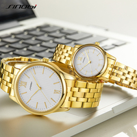 Montre à quartz SINOBI classique en acier inoxydable doré avec bracelet en acier inoxydable, résistante à l'eau 3ATM, plaquée IP pour homme, prête à être expédiée