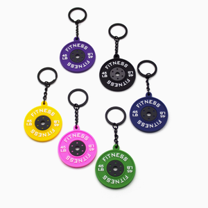 3D <b>Weight</b> Plate Barbell Rubber Gym Fitness Series Soft Plastic Key Chain Creative Key Chain Gift Accessories - Product Image 2