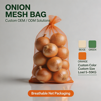 Op maat gemaakte verpakkingen voor landbouwproducten, groenten en fruit, rode PP-mesh zakken 20kg 25kg 30kg 45kg 55kg voor wortelen