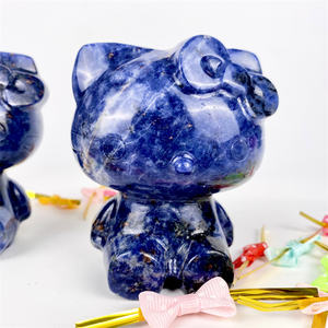 Fabbrica professionale lucidato di alta qualità Sodalite <span class=keywords><strong>HelloKitty</strong></span> intagliato per i regali e la decorazione della casa - Product Image 2