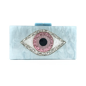 <strong>Solid</strong> <strong>Black</strong> Patchwork Glitter Evil Eye Acrylic PVC Plastic Box Clutches Summer Beach Travel Evening Handbags Women Acrylic <strong>Bags</strong> - Product Image 6