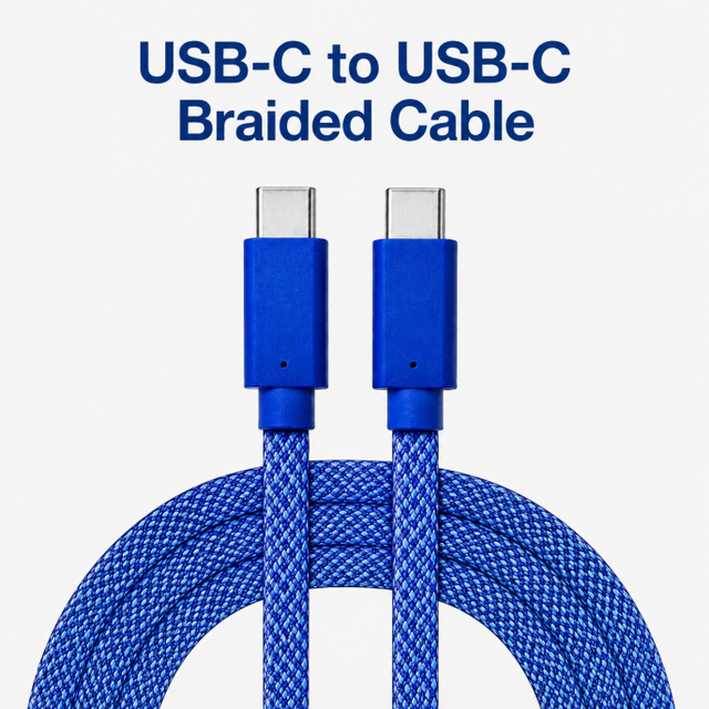 USB-C to USB-C Braided Cable, PD Fast Charging Type-C Charger Cord for Phone Laptop Tablet