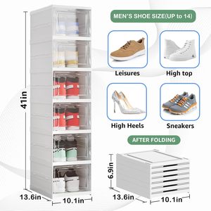 Gabinete de Almacenamiento de Zapatos Transparente Rectangular, Resistente, Plegable, de Plástico, Moderno, para el Hogar, de Fácil Instalación - Product Image 2