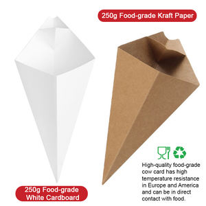 Daldırma sos bölmesi gıda Kraft kağıt koni patates kızartması bardaklar ile özel Logo tek kullanımlık karton patates kızartması tutucu - Product Image 5