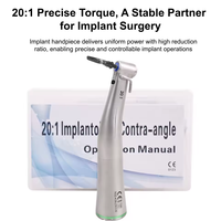 Dental 1:20 Increasing Contra Angle Fiber Optic Tips LED Stainless Steel Internal Electric Micromotor Low Speed Handpiece