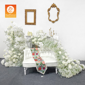 Sunwedding مخصصة الورود البيضاء الطفل التنفس الاصطناعي زهرة عداء الزفاف الديكور الزهور عداء - Product Image 1