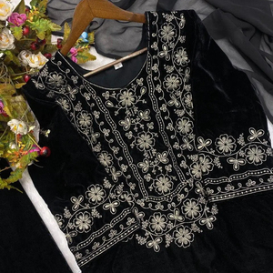 Beau haut-ensemble plazzo haut en georgette lourd avec beau plazzo brodé (entièrement cousu) matériau de qualité supérieure - Product Image 1