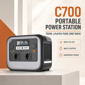 Centrale Électrique Portable Tout-en-un 700W, Générateur Solaire à Onde Sinusoïdale Pure, LED Intégrée, Multi-sorties, Urgence - Product Image 2