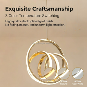 <span class=keywords><strong>Lampe</strong></span> suspendue LED dorée électroplaquée de luxe nordique à hauteur réglable 30W, luminaire de plafond à haute luminosité et protection oculaire - Product Image 3