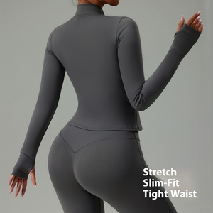 <span class=keywords><strong>Lulu</strong></span> femmes fermeture éclair serré à manches longues Fitness sport haut veste respirant nuage sens course manteau avant grande taille Yoga costume - Product Image 3