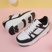Chaussures de sport en cuir Rampage à quatre roues de haute qualité pour garçons et filles baskets explosives avec semelle TPR pour le patinage à roulettes