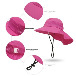 Novo Chapéu de Sol Infantil de Verão para Praia e Viagem, com Proteção Solar, Aba Larga e Proteção de Pescoço, 100% Poliéster, Estilo Japonês e Coreano - Product Image 3