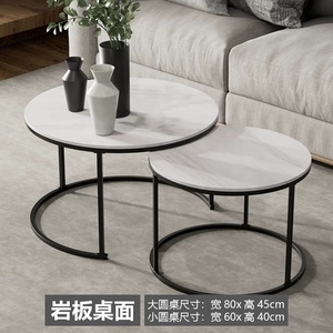 Set di Tavolini da Caffè Rotondi Salvaspazio con Piano in Marmo Moderni di Grande Successo Arredamento per Soggiorno Camera da Letto e Hotel - Product Image 3