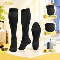 Chaussettes de compression noires à compression graduée pour le mollet, avec panneau extensible, pointe plate, manchette plus large, conformes à la tableau des tailles, vérifiées