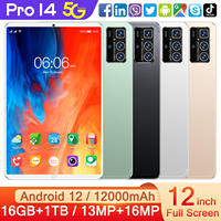 Tablette PC Android Haute Performance avec Double SIM, Écran 10.1 Pouces, 16Go+1To, Marque 14 Pro Pro, Usage Éducatif, Fonction d'Appel