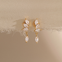 Boucles d'oreilles pendantes classiques J&D Jewelry en zircone blanche marquise, acier inoxydable plaqué or 18 carats, bijoux imperméables pour femmes, cadeau