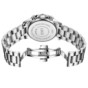 Montre sport à quartz pour homme avec cadran à chiffres arabes à trois aiguilles, bracelet en acier, résistante à l'eau 3BAR, chronographe 42 mm, montre-bracelet simple - Product Image 6