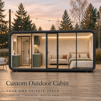 Studio de jardin préfabriqué, cabane modulaire extérieure, maisonnette 1 chambre 1 salle de bain, espace de travail pour jardin, toit, hôtel ou complexe hôtelier