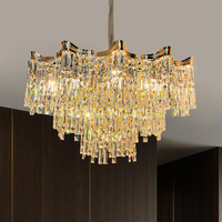 Lustre en cristal minimaliste moderne, lampe suspendue linéaire contemporaine, éclairage LED réglable avec télécommande