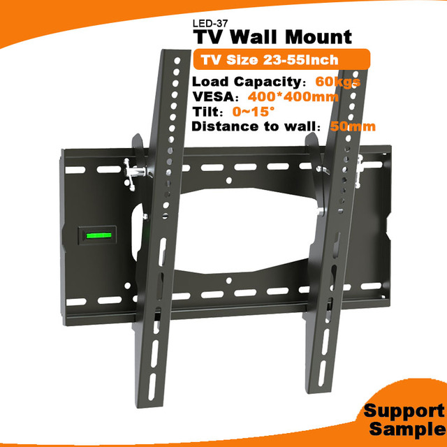 Universal Low Profile Tilt Wall Mount Max VESA 400X400mm Steel Bracket for Most 32"-55" LED TVs Fixed TV Wall Mount Includes LCD