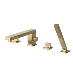 Set Completo per <span class=keywords><strong>Vasca</strong></span> da Bagno <span class=keywords><strong>in</strong></span> Rame con Beccuccio Allungato, Miscelatore Freddo e Caldo, Quattro Fori, Quattro Pezzi, Oro con Rubinetto <span class=keywords><strong>Doccia</strong></span> - Product Image 5