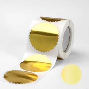 Waterproof Glossy Stylus Self-Adhesive Die Cut Gift & Craft Label <b>Paper</b> Circular Labels 45mm Gold Silver Red Colors Sticker - Product Image 2