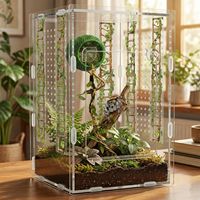 Habitat magnétique en maille pour araignées sauteuses avec corde d'escalade et échelle en bois cachette, accessoires pour terrarium de tarantules