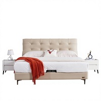 Y397 #   Lit double Queen en acier inoxydable et similicuir, cadre en bois, revêtement en cuir réglable, design minimaliste et doux, garantie 3 ans